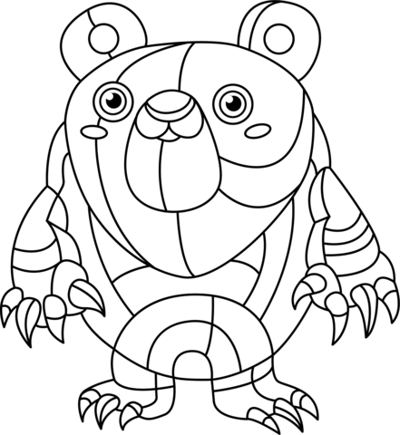 Abstract Bear Coloring Page